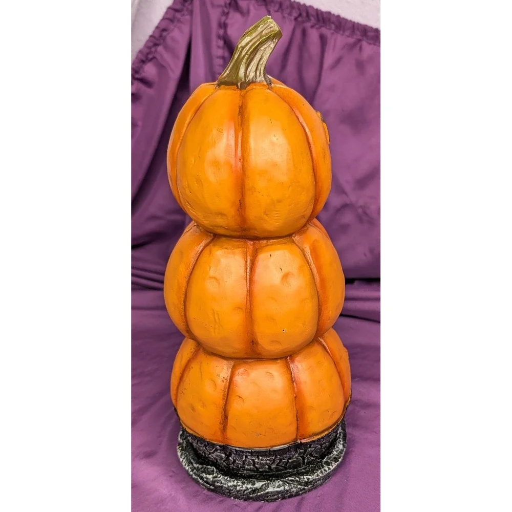 Vintage Halloween Jack-O-Lantern Pumpkin Stack LED Flashing Light Molded Y2K 12